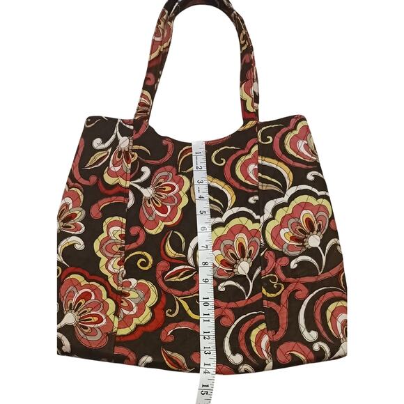 Vera Bradley Pucini Curvy XL Tote Bag Brown, Red, Yellow, White Retired Pattern - Picture 4 of 6